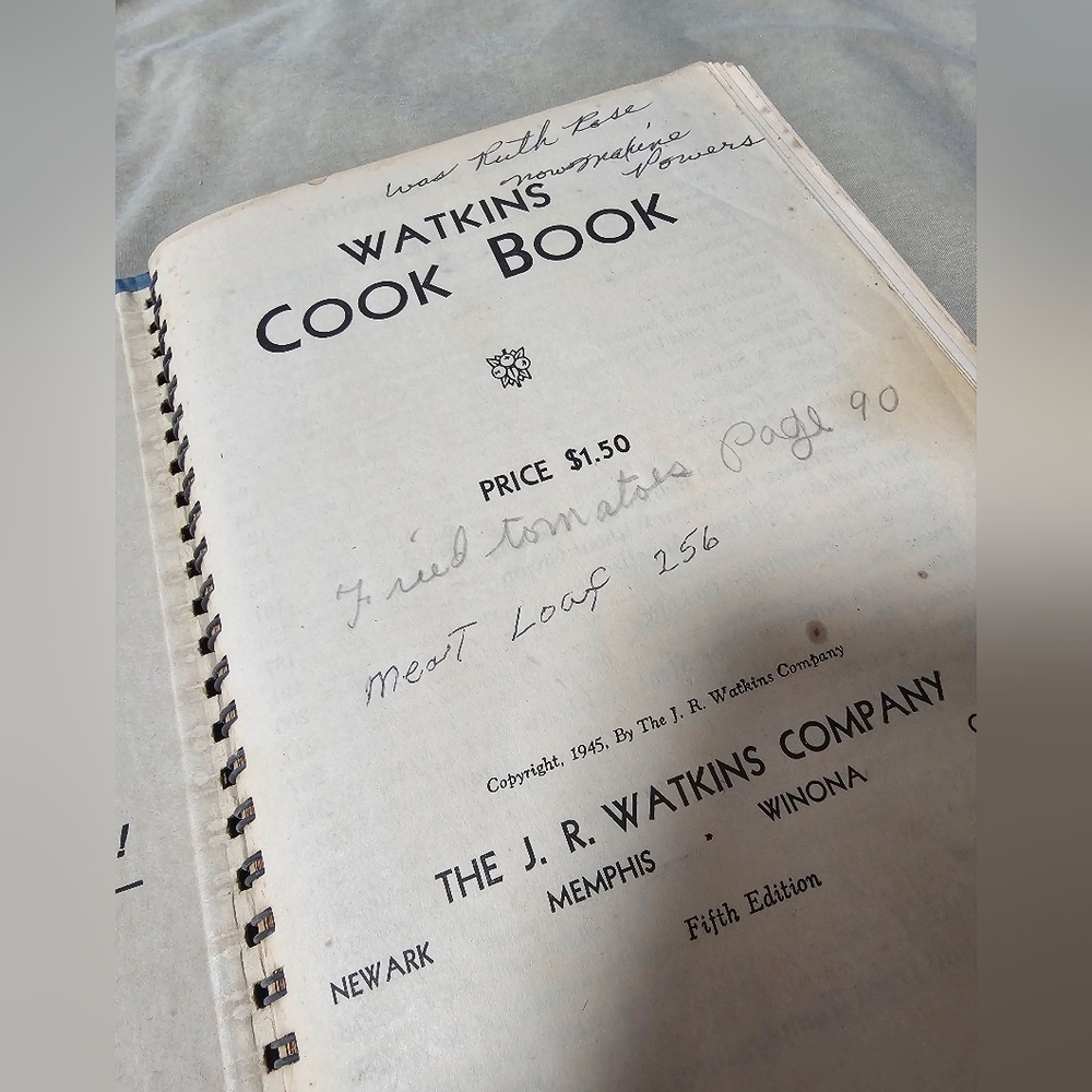 1945 Watkins Cook Book - Blue Cloth Cover